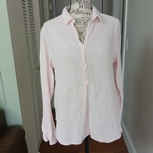 XiRENA Ames Chelsea Cotton Gauze Muslin Long Sleeve Light Pink Shirt